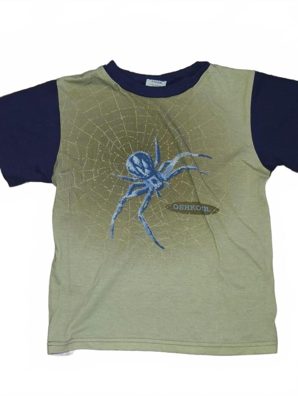 Vintage OshKosh B'Gosh Boys Shirt size XL 12 Spider Tan Blue Y2K 2000s